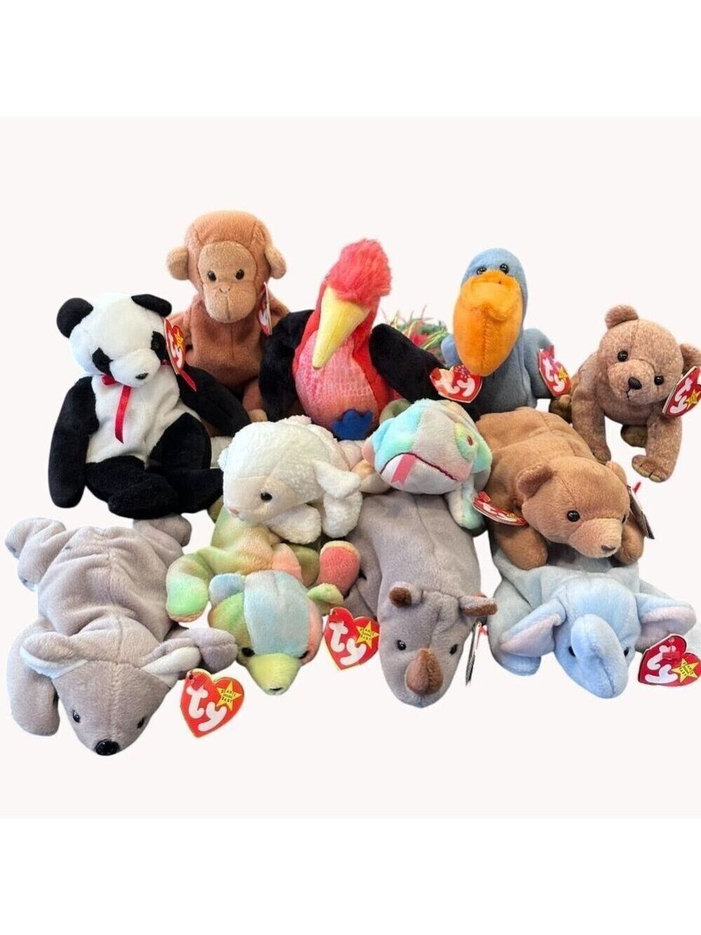 TY Beanie Babies Lot of 12 Mixed Animals READ Vintage 1990s Plush Collection
